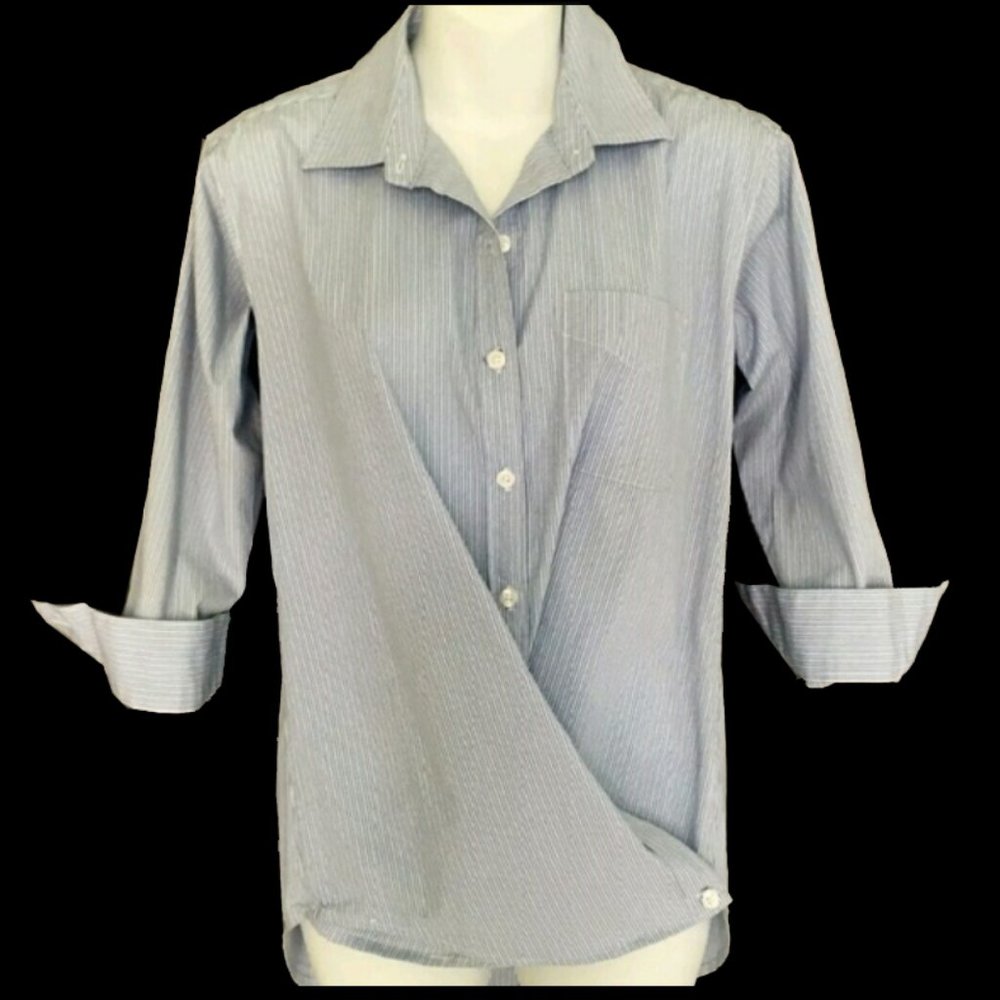 CAbi Cross Button Striped Shirt #746, M